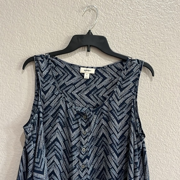 Style & Co Navy Blue White Sleeveless Tank Top Sz 0X (12) Button Down Flowy - Picture 6 of 8